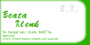 beata klenk business card